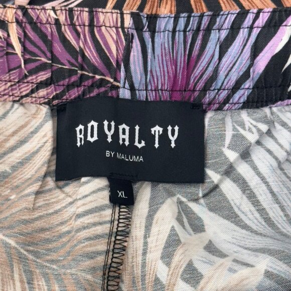 Royalty By Maluma Women SZ XL Palm Leaf Print Pull On Shorts Linen Blend Summer - Picture 4 of 10